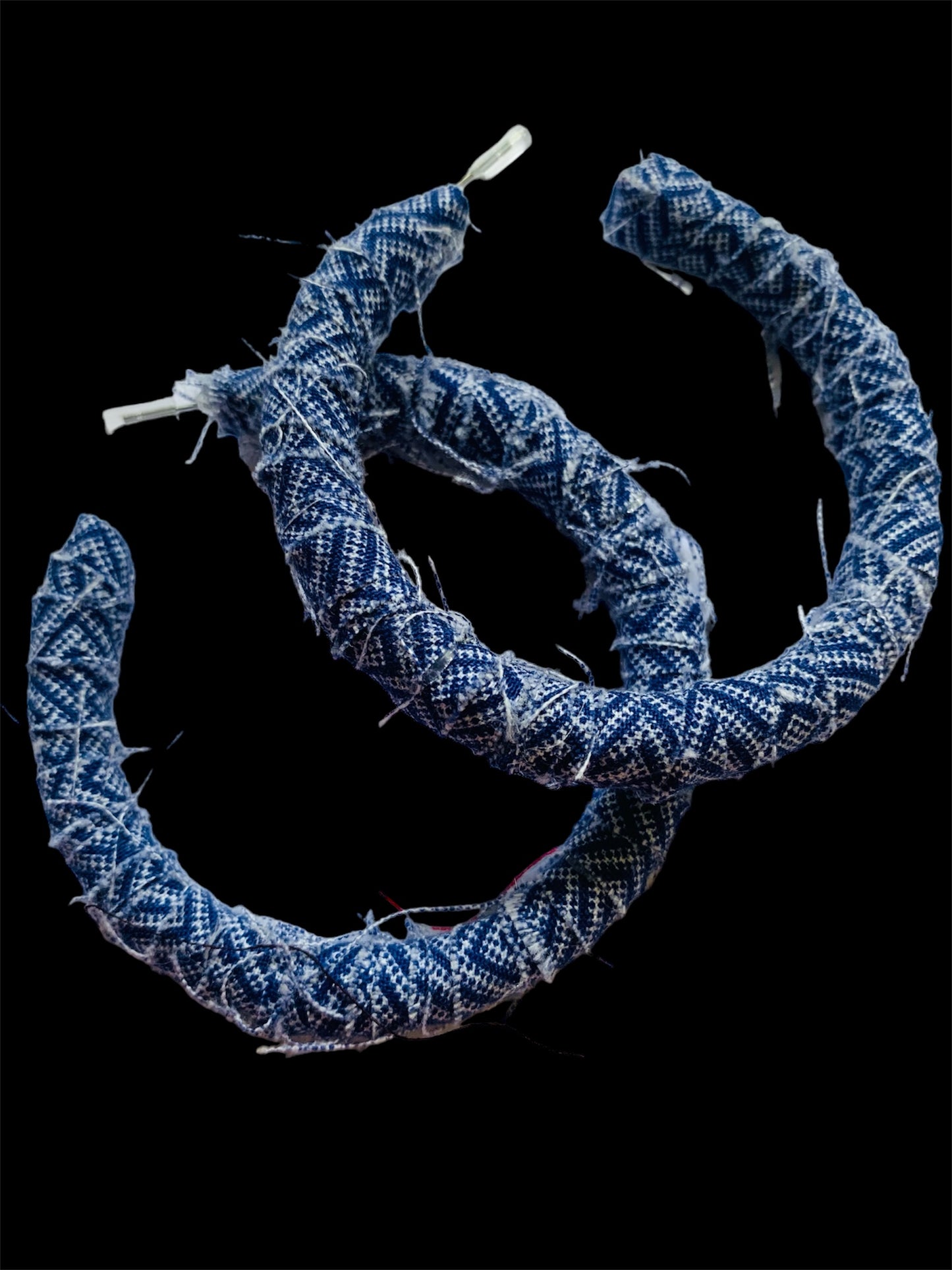 Fashion Statement Denim Blue Distressed Customized Hoop Earrings Jewelry