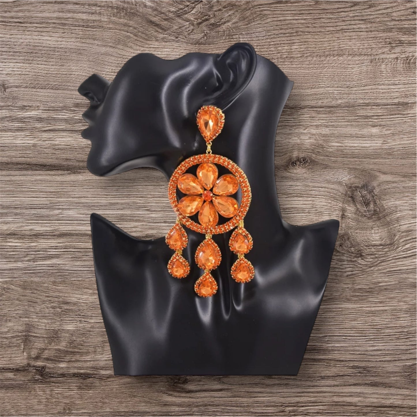 High Maintenance CEO Status Rhinestones Glass Tassel Water Drop Earrings for Women Big Size Dangle Earring Jewelry