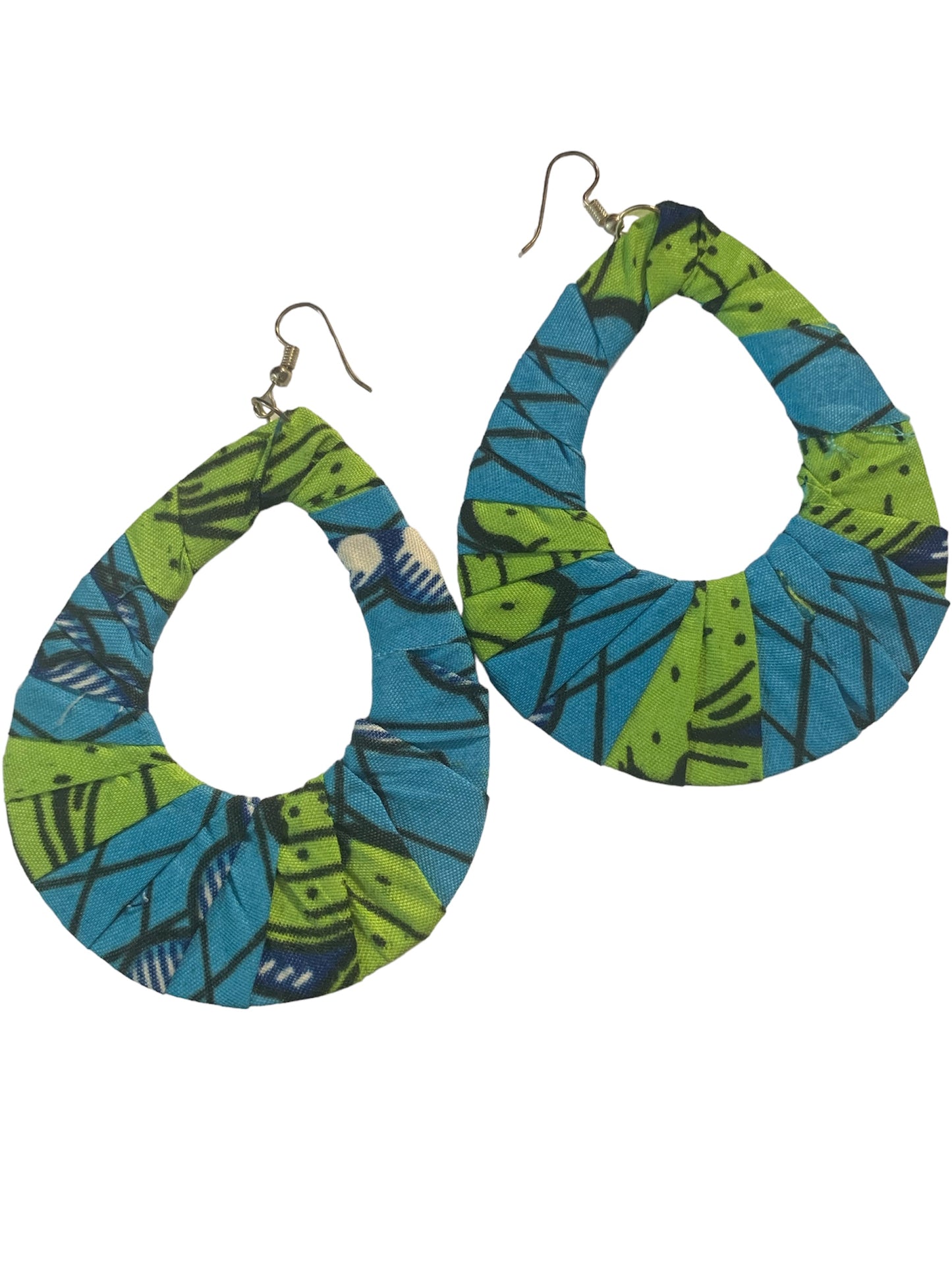 Blue Green Mixed Styling Women's African Metro Styled Wood Fashion Statement Earrings Jewelry