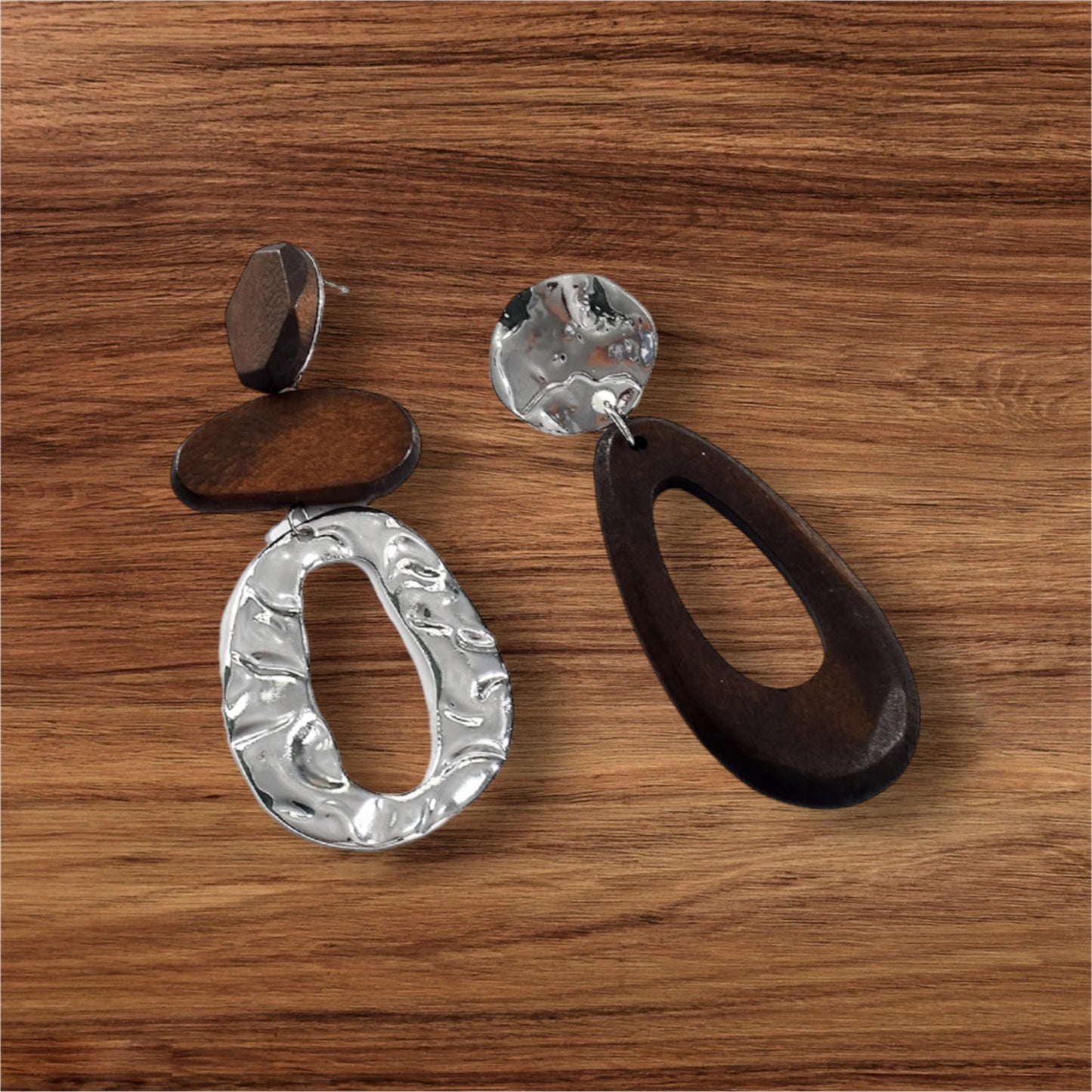 Brown Alloy & Wood Trendy Different Mixture Stylish for Women Long Drop Earrings