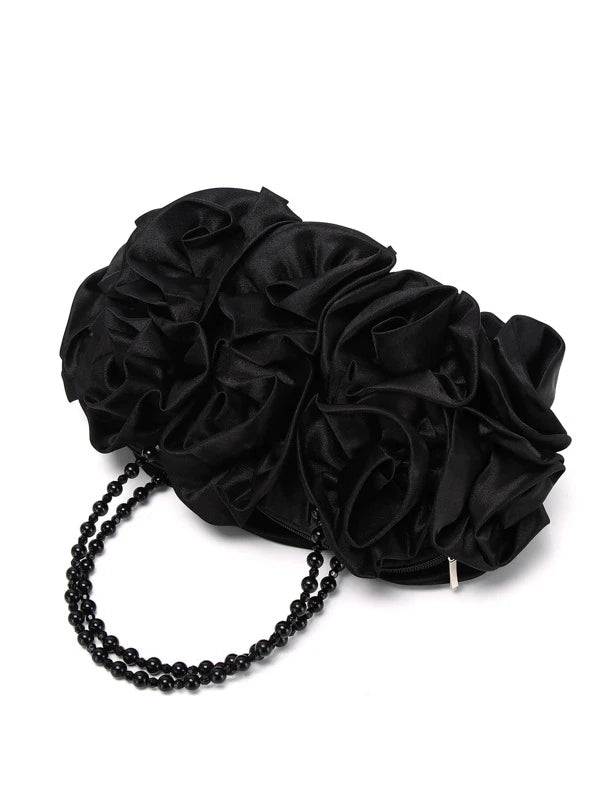All Everything Rose Flower Designed Evening Formal Wedding Baguette Purse Bag Tote