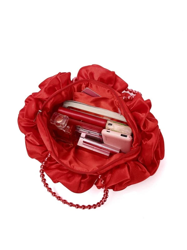 All Everything Rose Flower Designed Evening Formal Wedding Baguette Purse Bag Tote