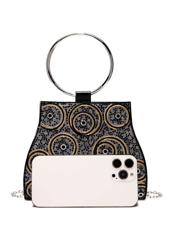 Mini Luxury Cute Glam Mixed Colors Pattern Top Handle Evening Formal All Occasion Tote Bag