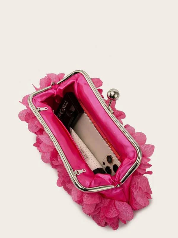 Pretty Girl Pink Flower Petal Ladies Fashion Novelty Bag Tote Purse