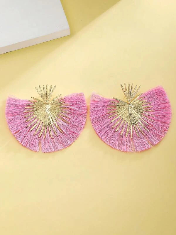 New Trendy Fan Tassel Bamboo Statement Fashion Earrings Ladies Women’s Jewelry