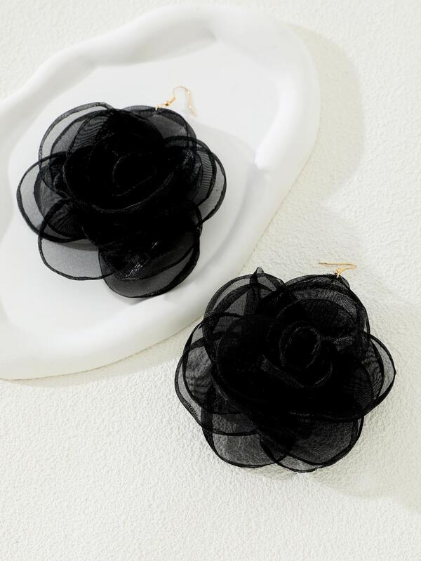 Beautiful n Fabulous Fabric Organza Rose Phantom Flower Designed Earring for Women