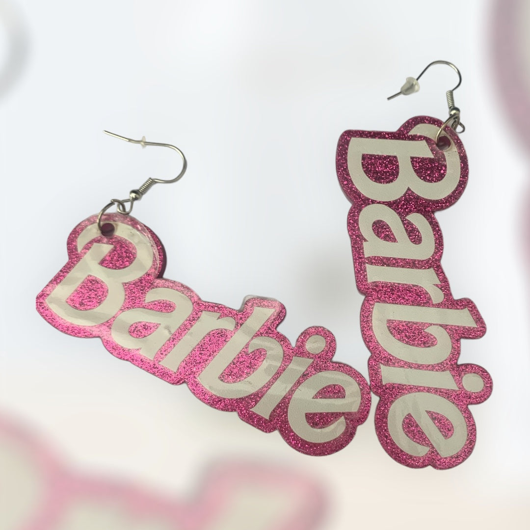 It’s Barbie Pink Glittery Bling Earrings Jewelry Accessories for Girls
