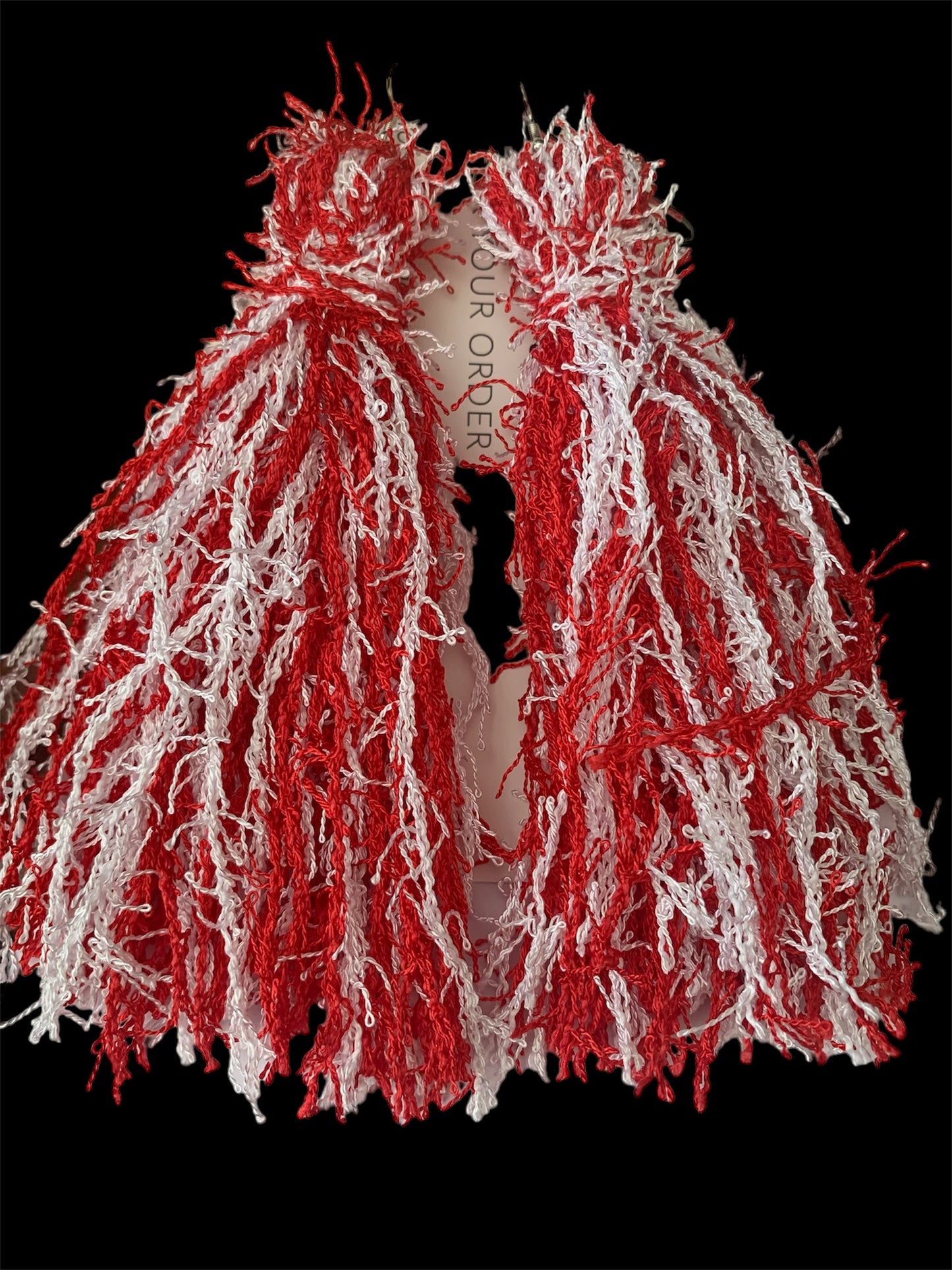 Lovely Fashion Statement Red White Themed Handmade w Love Fringe Customized Earrings Jewelry
