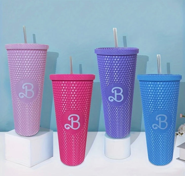 It’s Barbie Plastic Glam Sip'n w Lid & Straw Large Cute Creative Pattern Drinking Fancy Girls Cup