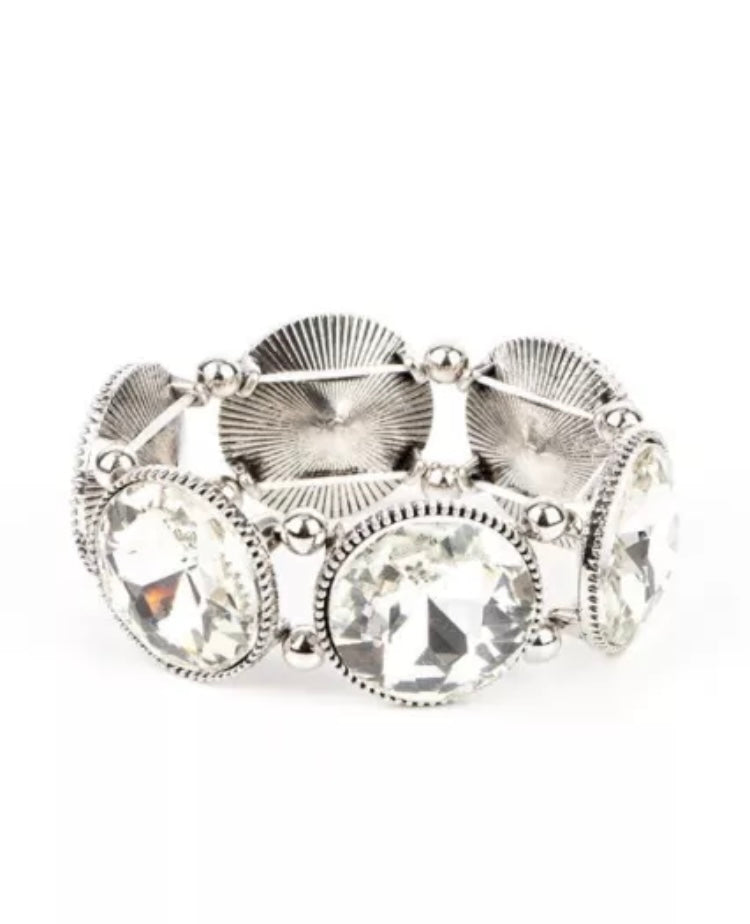 Beautiful Rhinestone Bling Dazzling White Diamond Look Bracelet