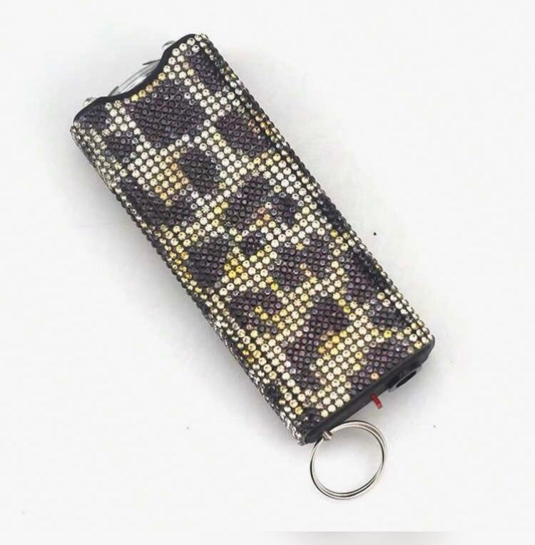 Powerful Cute Bling’d Out Glam Taser Safety Self-Defense Rhinestone w Flashlight Tactical Multi-Function Chargeable Keychain for Protection Accessories