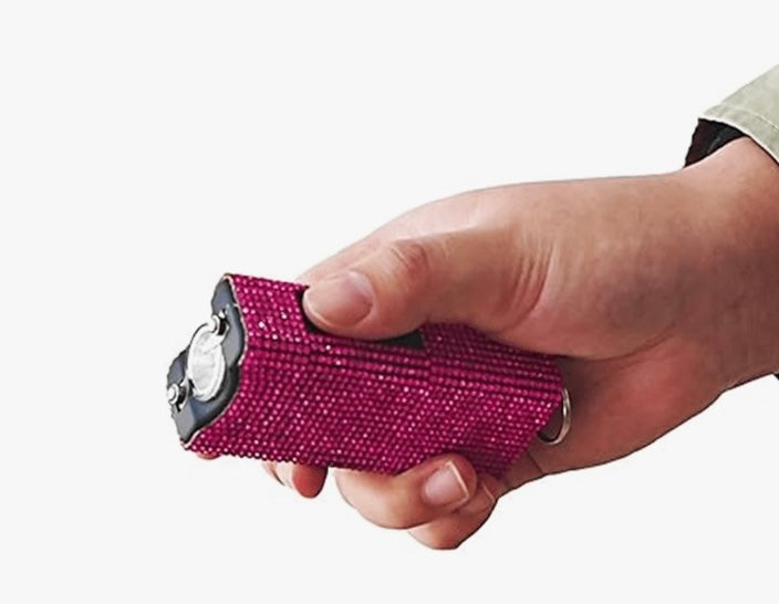 Powerful Cute Bling’d Out Glam Taser Safety Self-Defense Rhinestone w Flashlight Tactical Multi-Function Chargeable Keychain for Protection Accessories