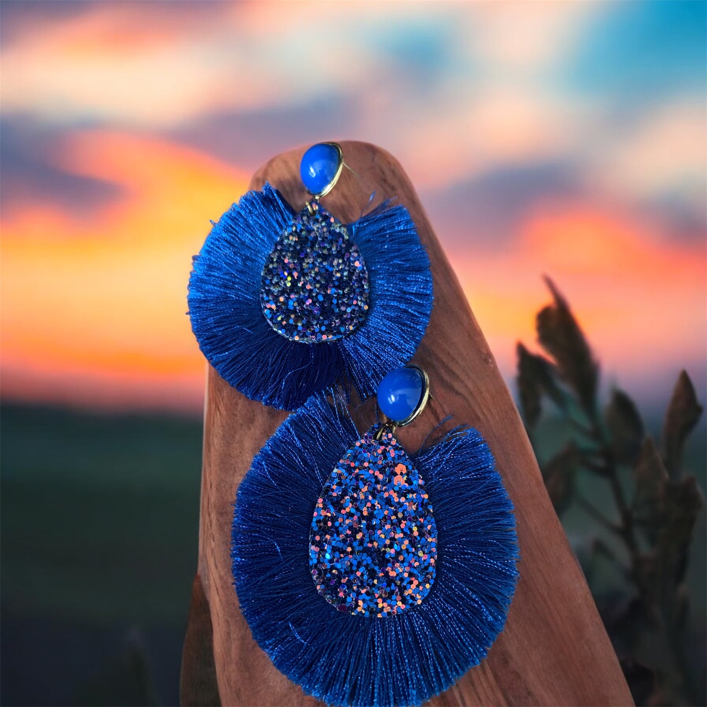 Radiant Glitter Tassel Women Feathered Styled Statement Fashion Earrings Accessory
