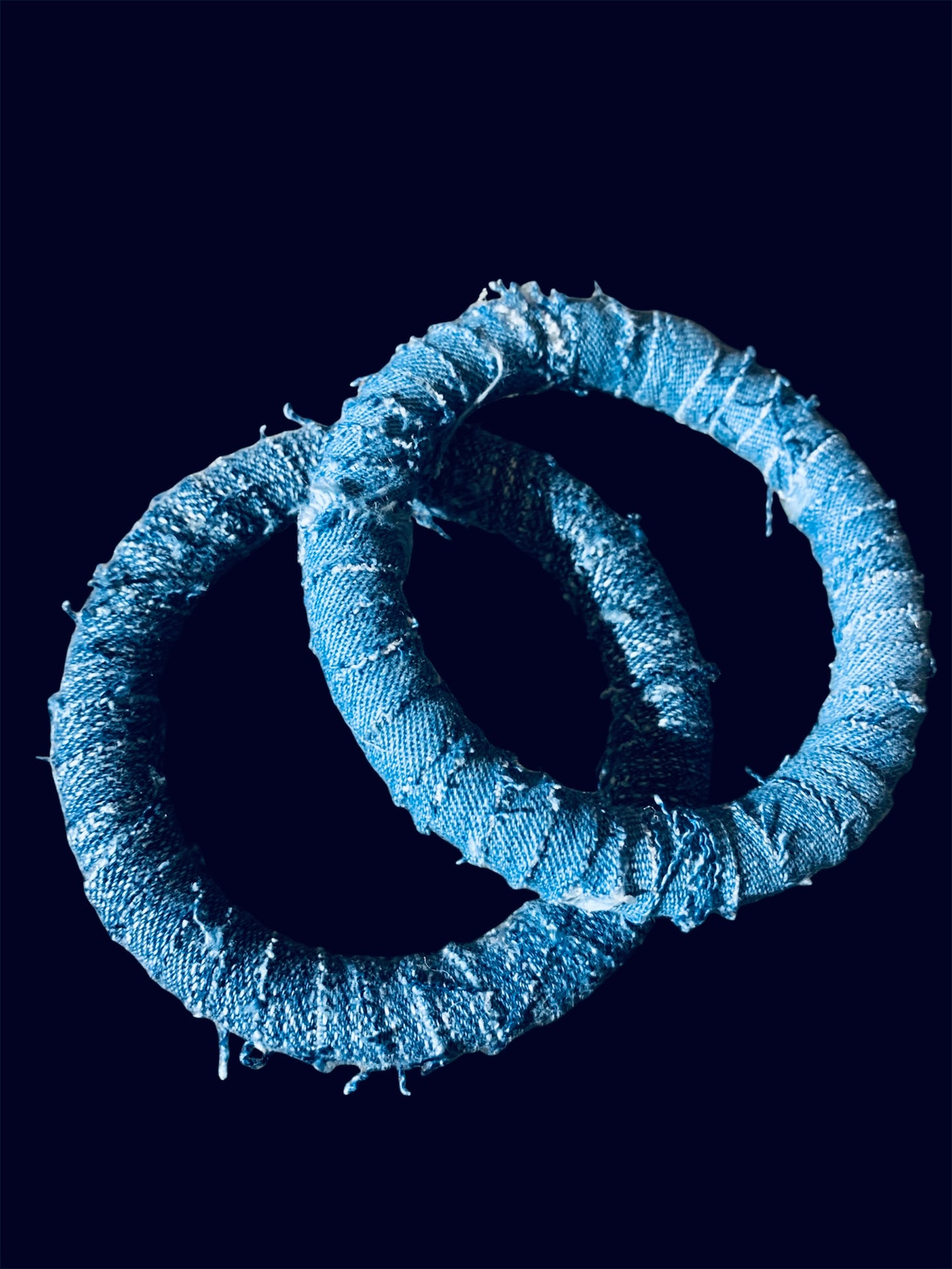 Fierce Custom Made Fashionista Statement Denim Distressed Bracelets 2pc Set