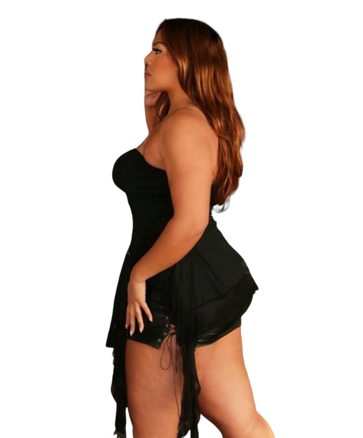 Bodycon & Black Sexy Plus Size Ruched Tight Fit Top Blouse Casual Formal Spring & Summer Party Vibes Women's Plus Size Clothing
