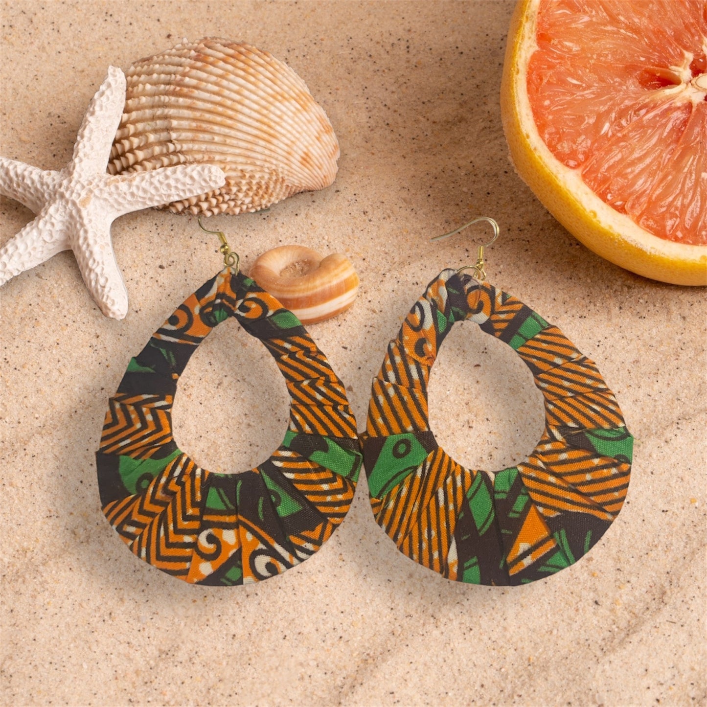 Orange Mixed Styling Women's African Metro Styled Wood Fashion Statement Earrings Jewelry