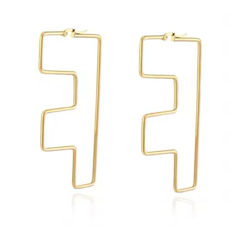 Personality Letter F Stainless Steel Girls Earrings Exquisite Women‘s Ear Jewelry