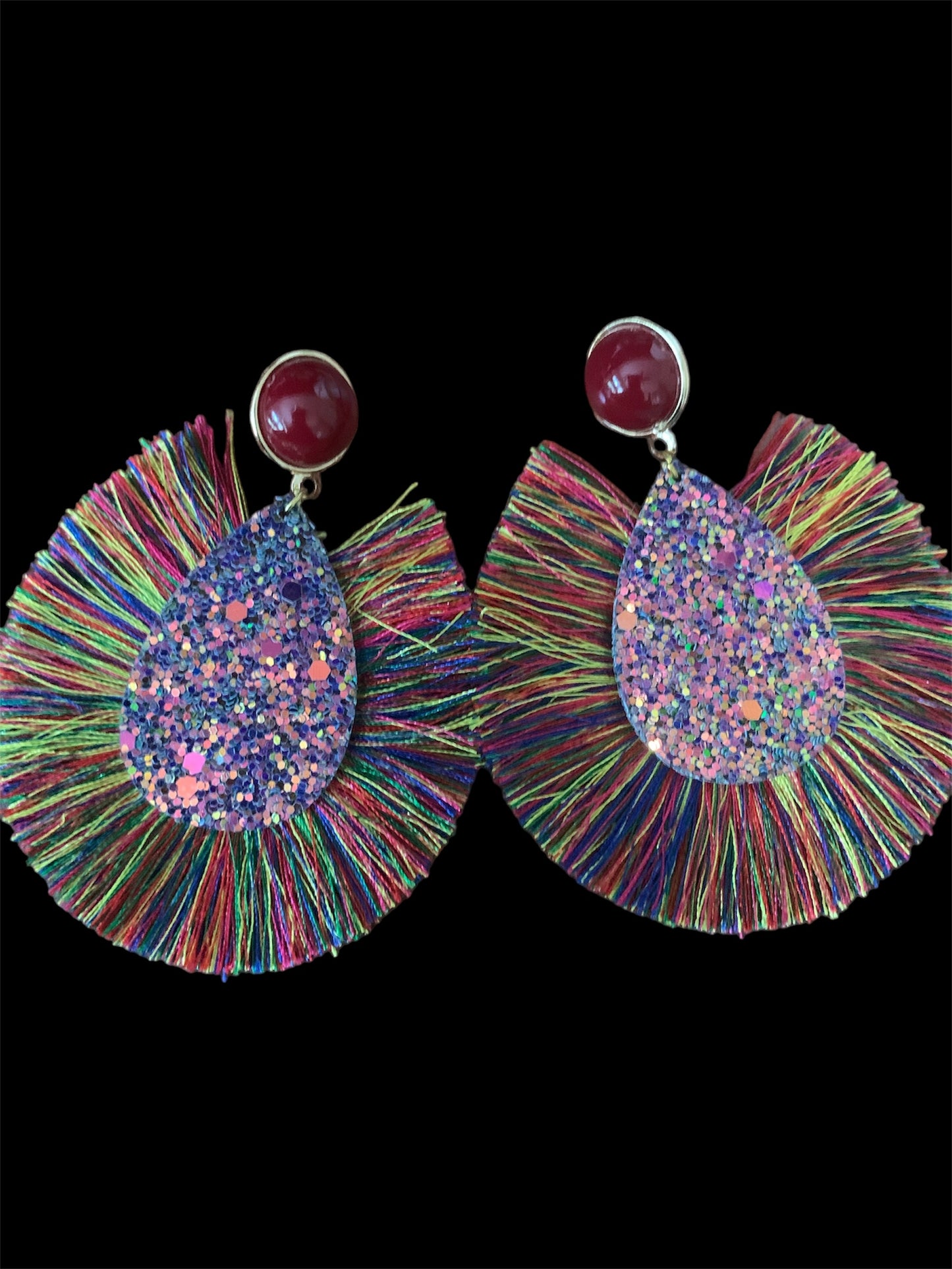 Radiant Glitter Tassel Women Feathered Styled Statement Fashion Earrings Accessory