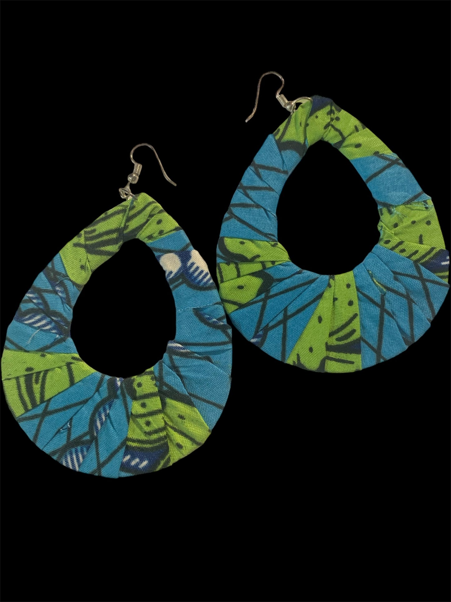 Blue Green Mixed Styling Women's African Metro Styled Wood Fashion Statement Earrings Jewelry