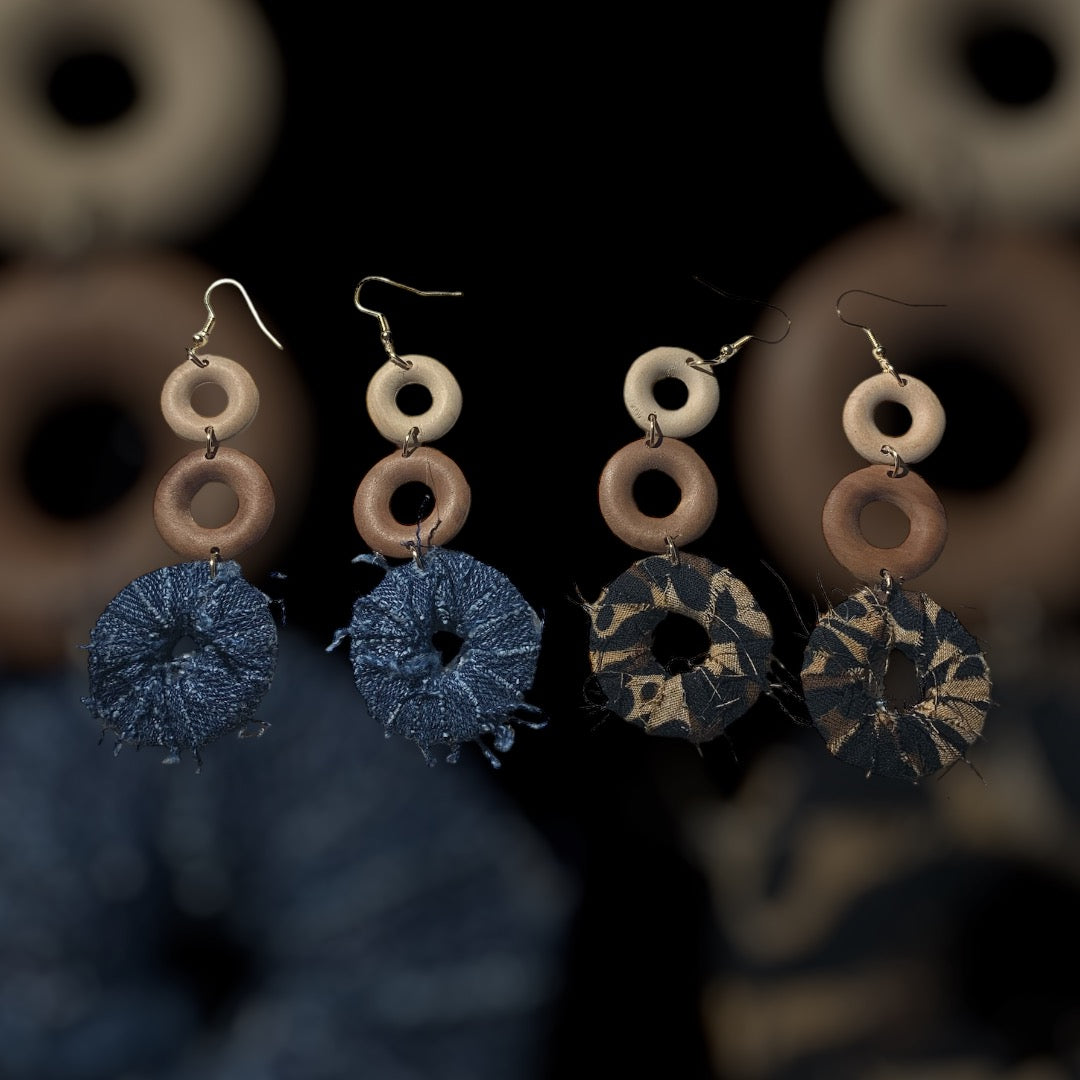 Diva Essence Dangling Distressed Custom 3 Round Loop Ear Glam Accessories