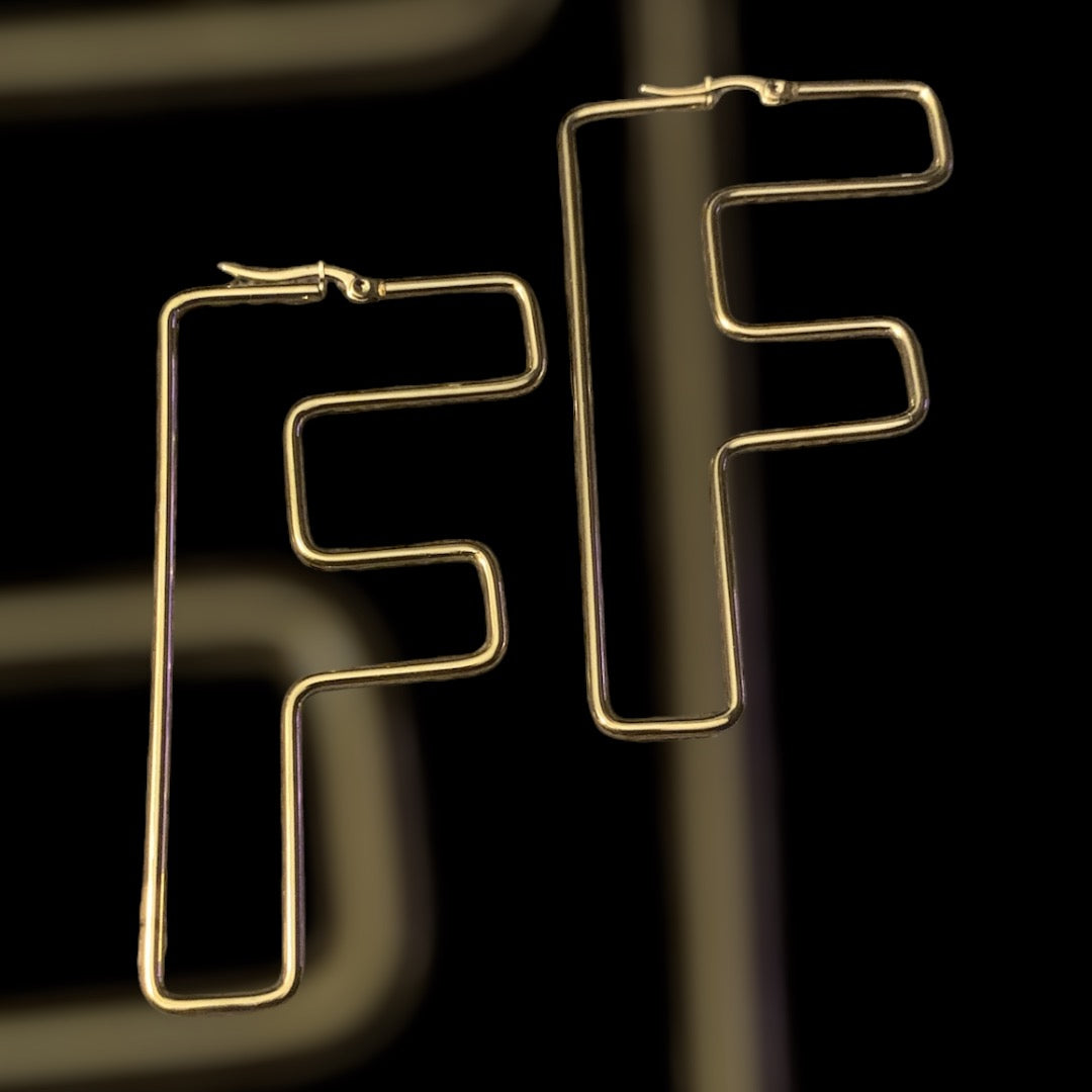 Personality Letter F Stainless Steel Girls Earrings Exquisite Women‘s Ear Jewelry