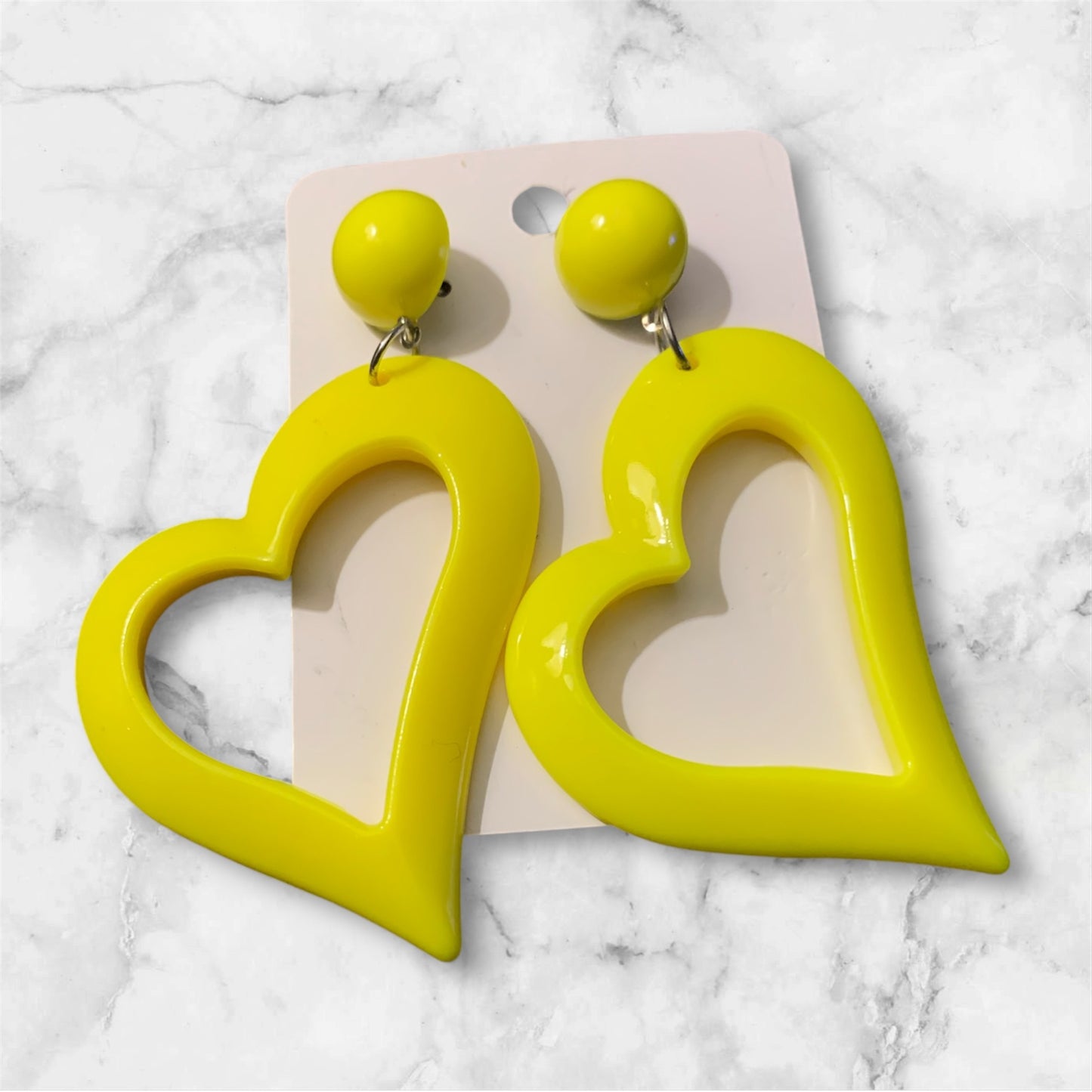 Cute & Bold Acrylic Heart Earrings in Fluorescent Colors Perfect for All Season Wear Accessories