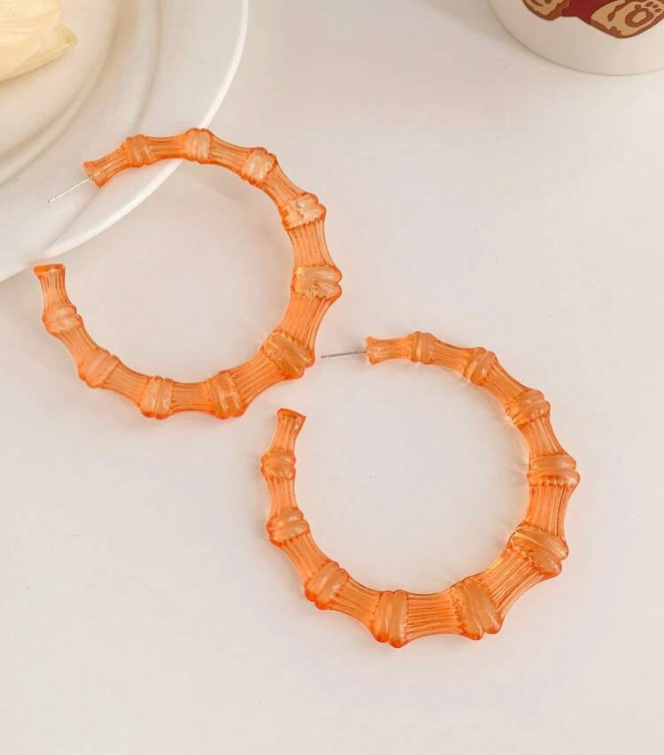 Neon Hoop Girl Large Bamboo Fashion Statement Earrings Jewelry Accessories
