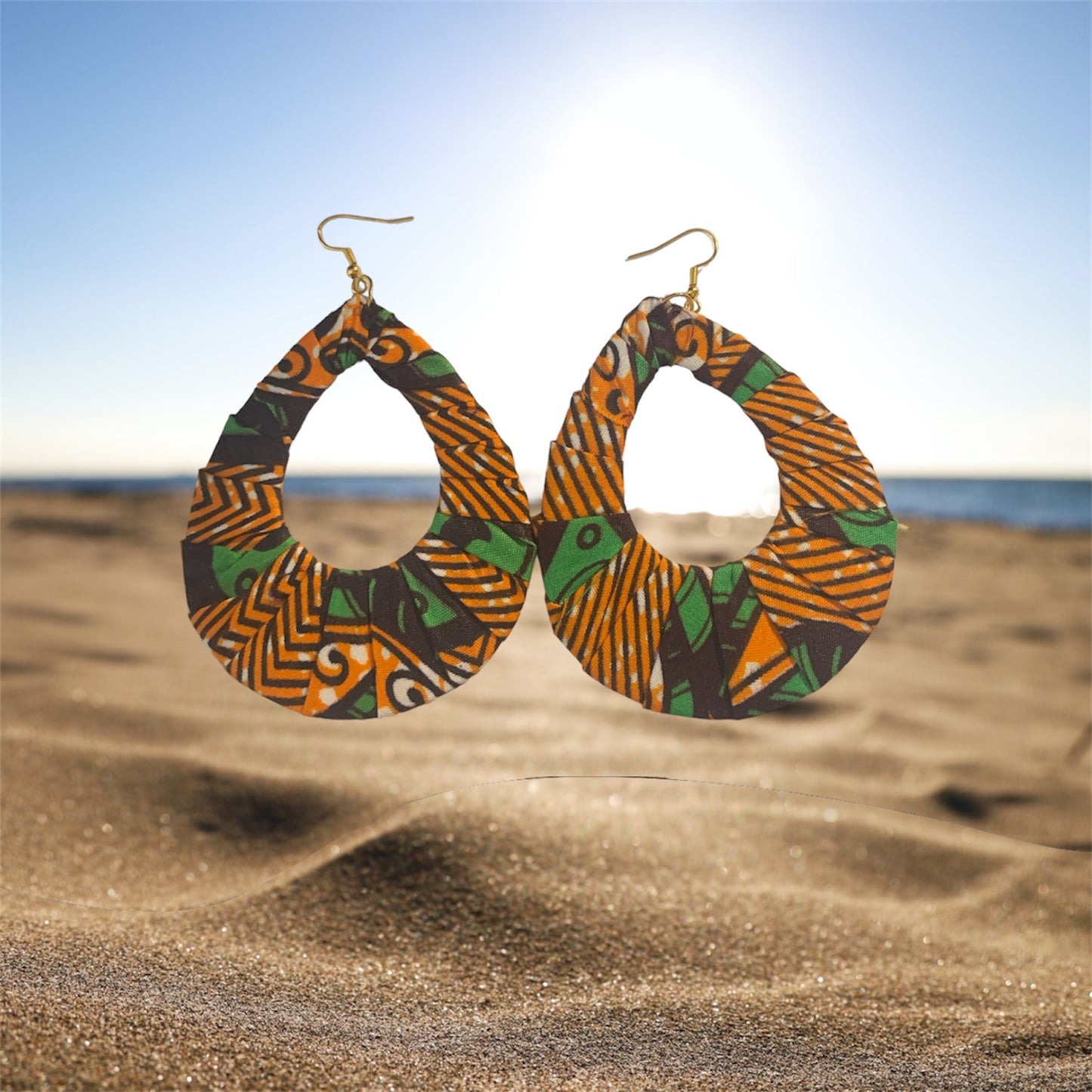 Orange Mixed Styling Women's African Metro Styled Wood Fashion Statement Earrings Jewelry