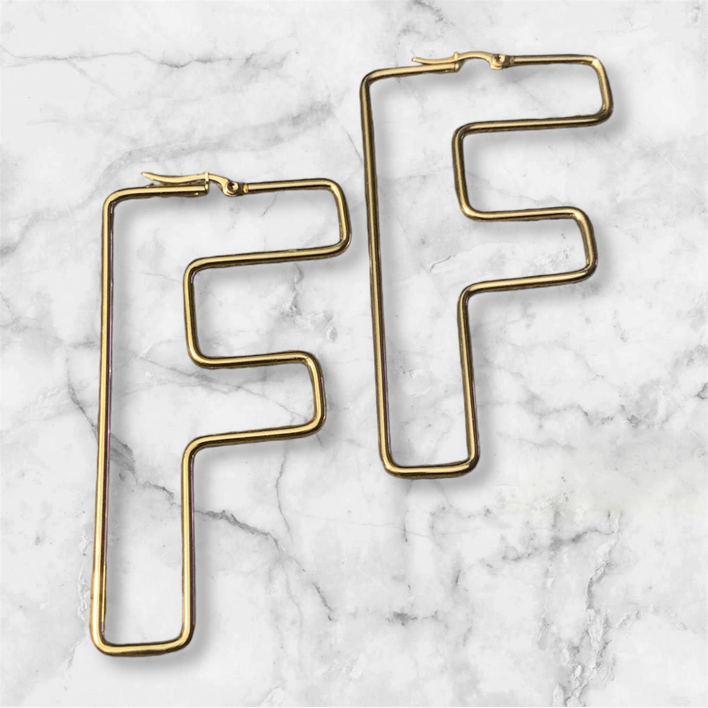 Personality Letter F Stainless Steel Girls Earrings Exquisite Women‘s Ear Jewelry