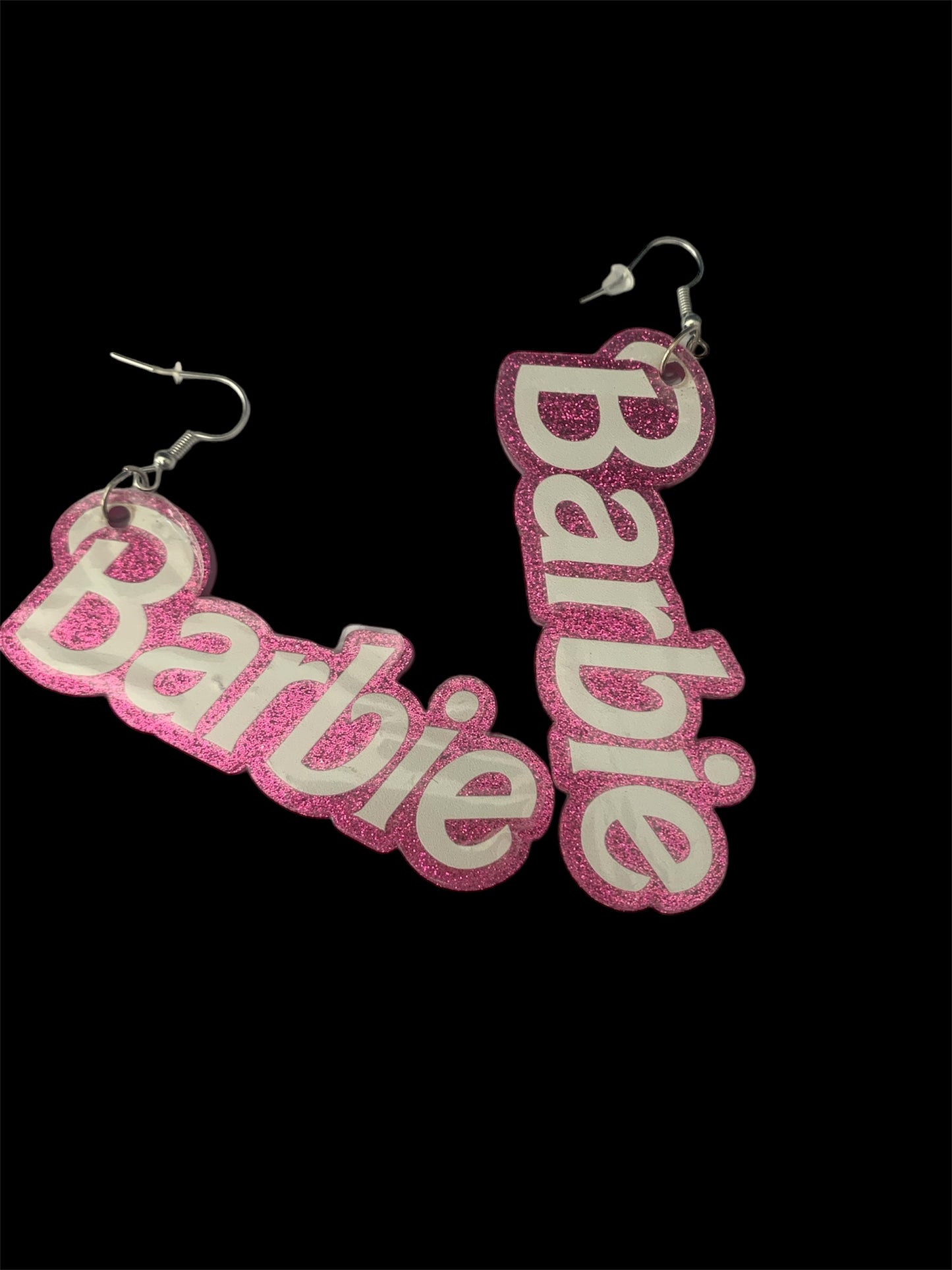It’s Barbie Pink Glittery Bling Earrings Jewelry Accessories for Girls