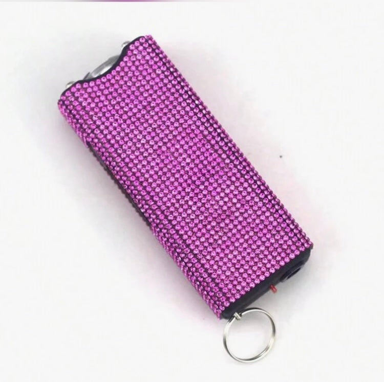 Powerful Cute Bling’d Out Glam Taser Safety Self-Defense Rhinestone w Flashlight Tactical Multi-Function Chargeable Keychain for Protection Accessories