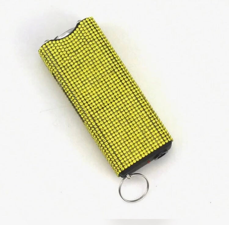 Powerful Cute Bling’d Out Glam Taser Safety Self-Defense Rhinestone w Flashlight Tactical Multi-Function Chargeable Keychain for Protection Accessories