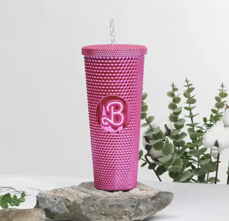 It’s Barbie Plastic Glam Sip'n w Lid & Straw Large Cute Creative Pattern Drinking Fancy Girls Cup