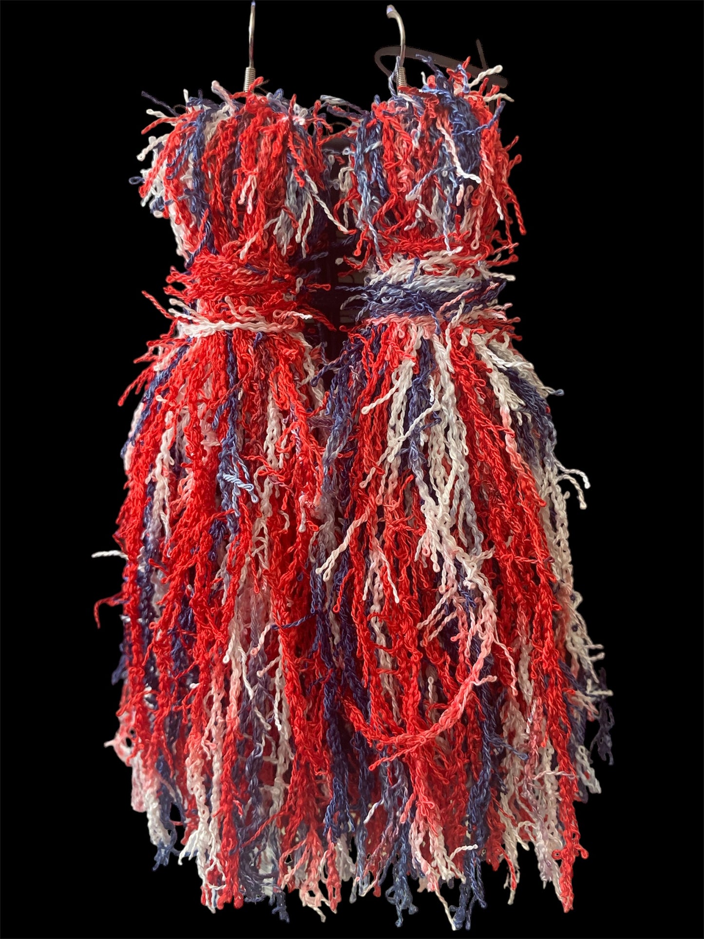 Lovely Fashion Statement Patriotic Themed Handmade w Love Fringe Customized Earrings Jewelry