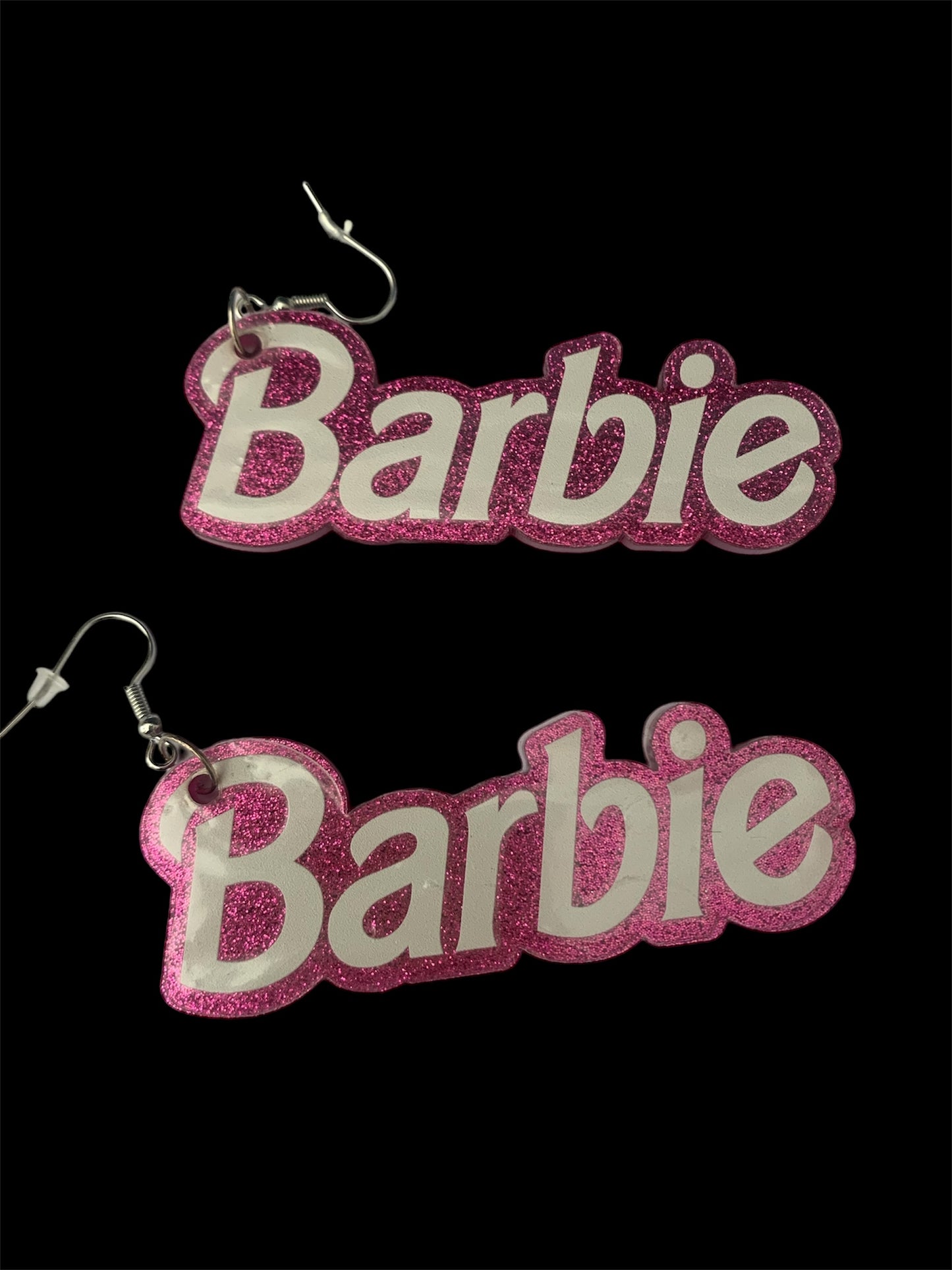 It’s Barbie Pink Glittery Bling Earrings Jewelry Accessories for Girls