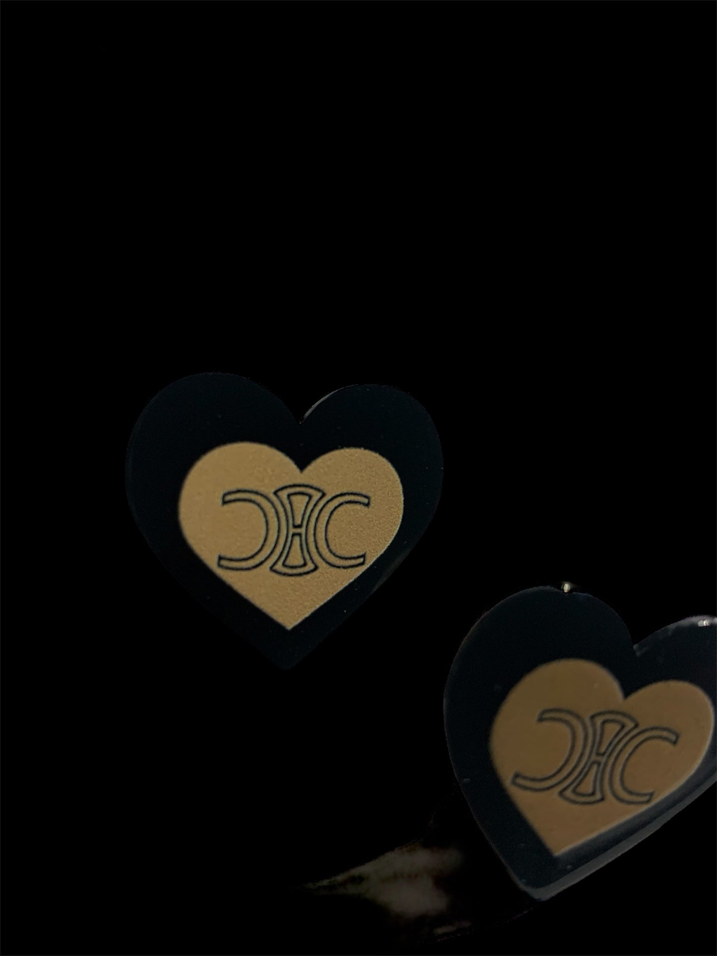 Heart Designed Theme Fashion Statement Black Brown Acrylic Stud Women’s Earrings