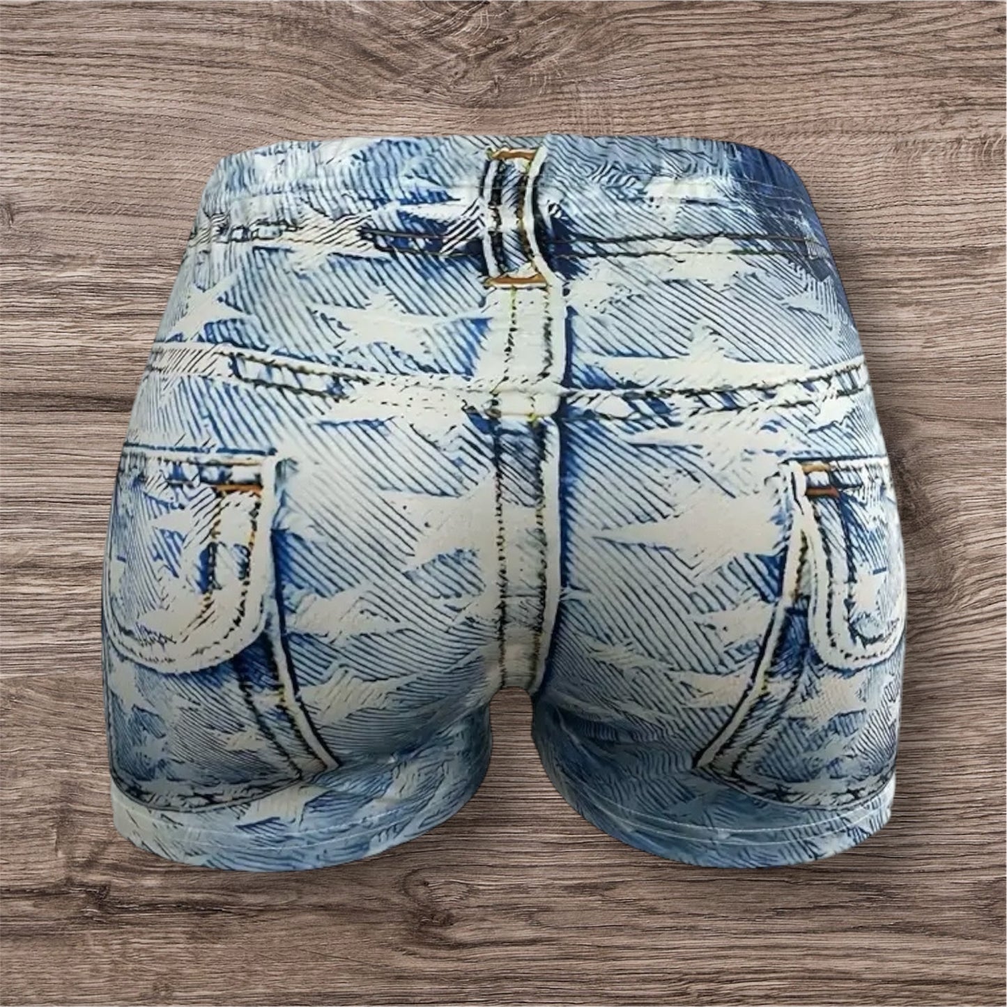Jean Denim Look Plus Size Star Print Shorts Casual Every Day Stretchy Short Legging Material Women's Plus Size Clothing
