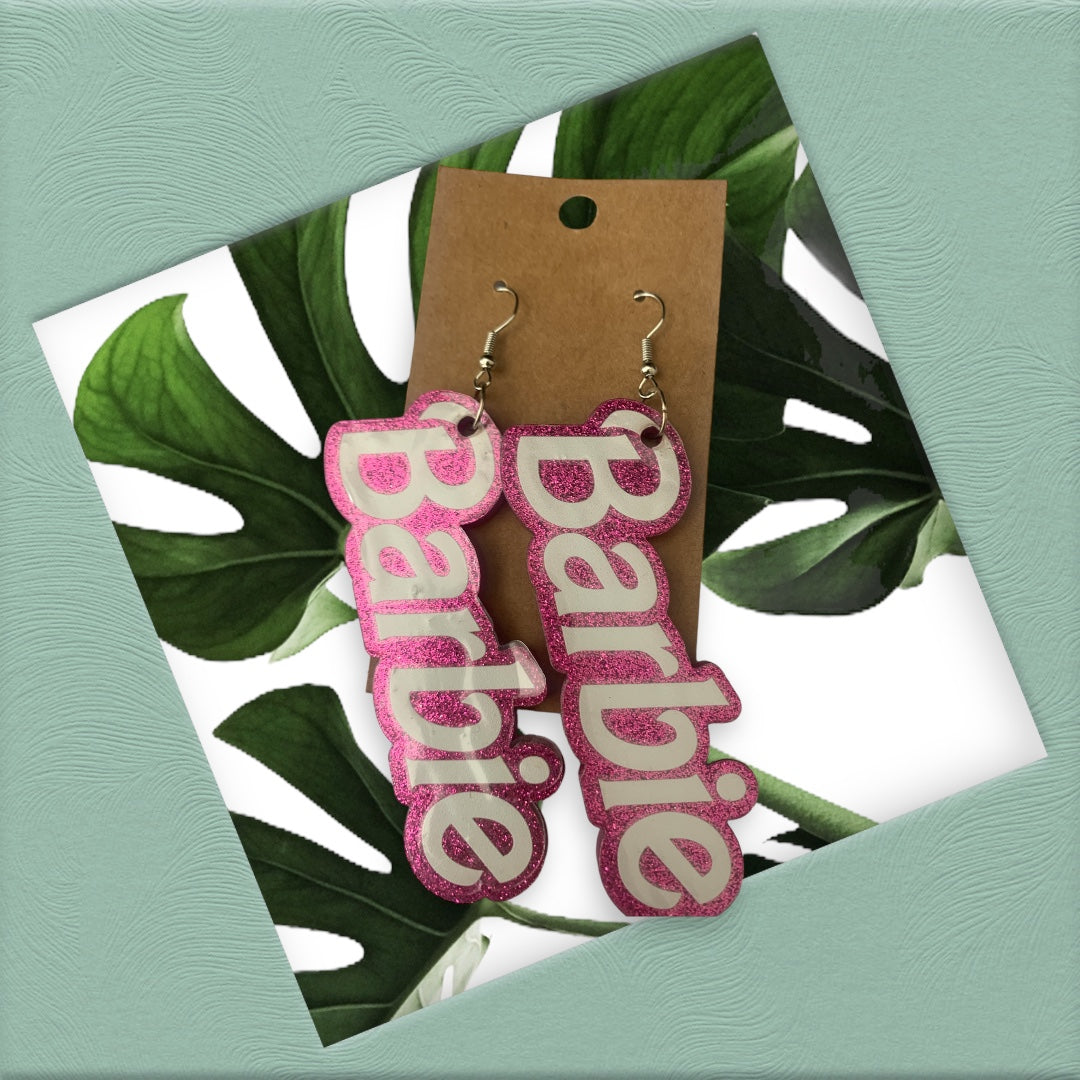 It’s Barbie Pink Glittery Bling Earrings Jewelry Accessories for Girls