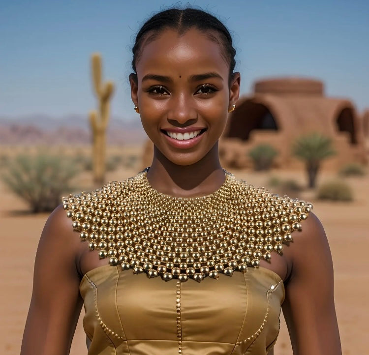 Lots of Gold Statement Boldness Africa Egypt Chain Bead Chunky Big Pendant Necklace for Women’s Choker Collar Necklace Accessores