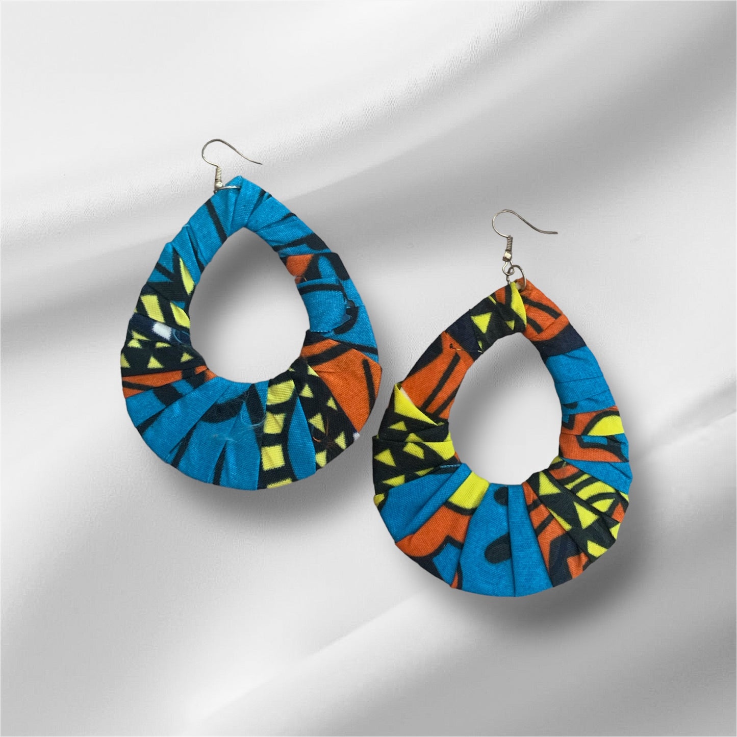 Blue Orange Mixed Styling Women's African Metro Styled Wood Fashion Statement Earrings Jewelry