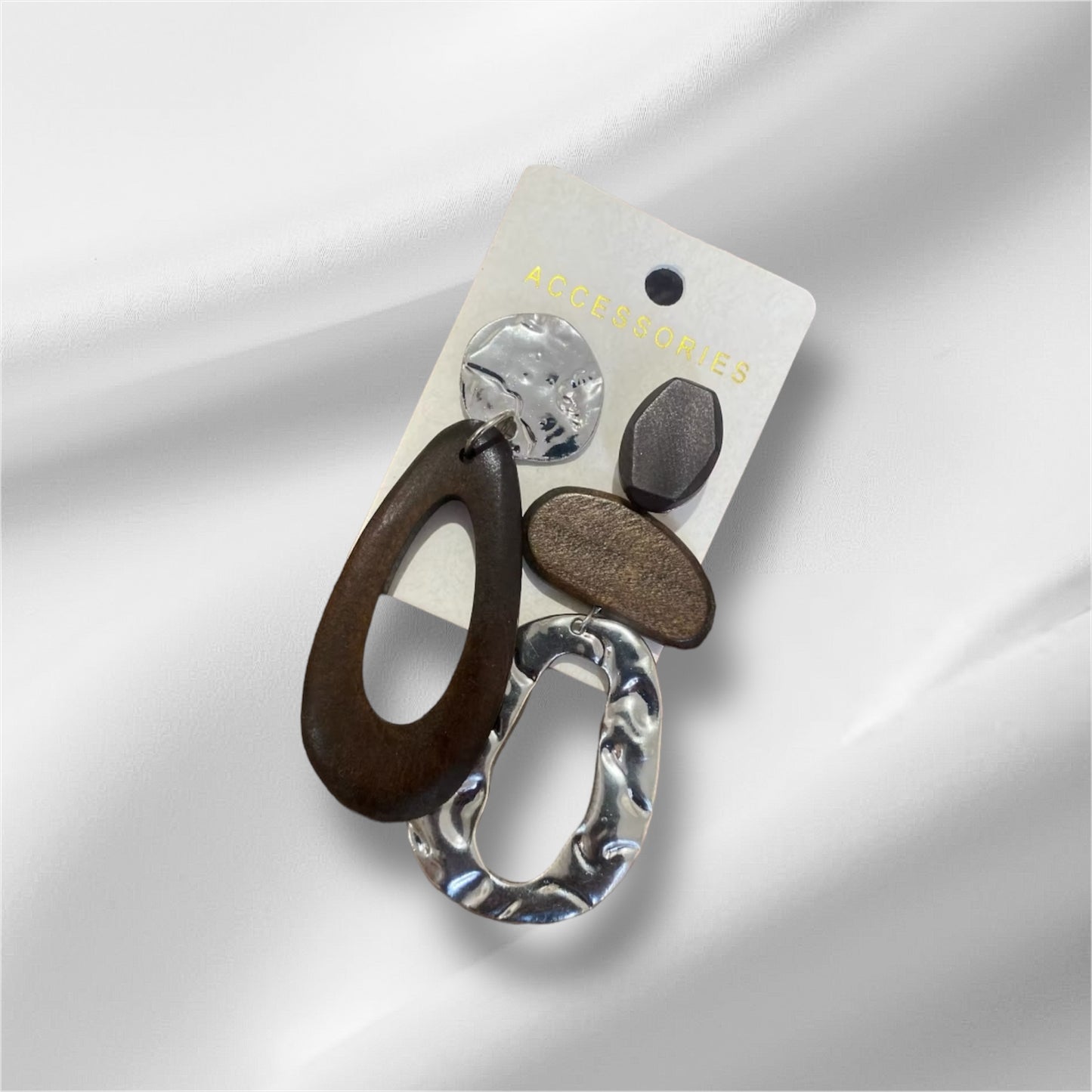 Brown Alloy & Wood Trendy Different Mixture Stylish for Women Long Drop Earrings