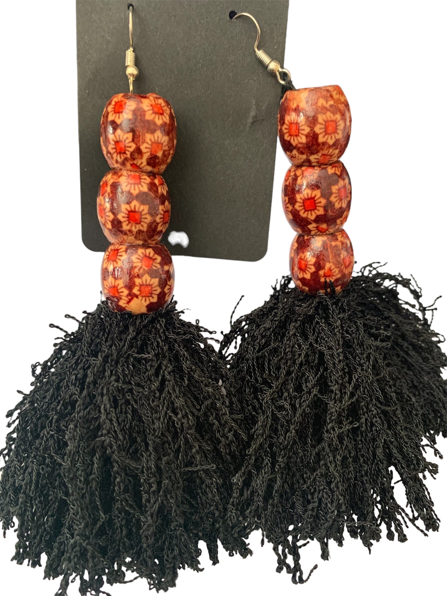 Fashion Statement Black Floral Beaded Fringe Customized Earrings Jewelry
