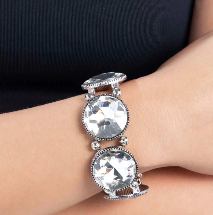 Beautiful Rhinestone Bling Dazzling White Diamond Look Bracelet