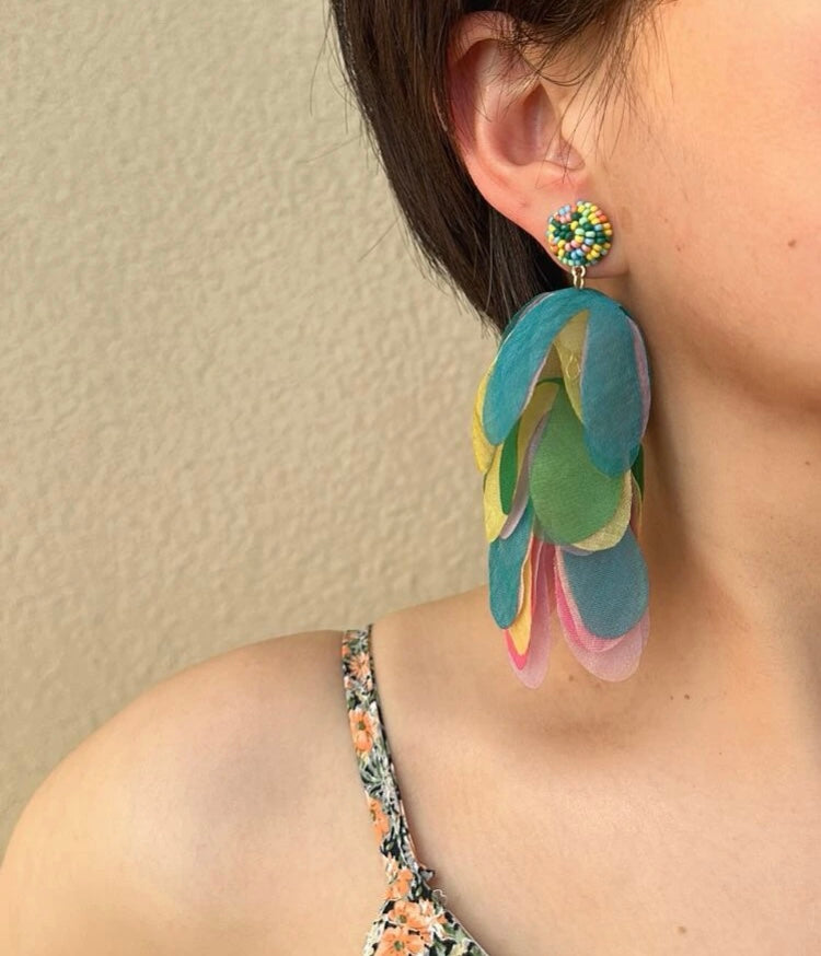 Elegant Classic Bohemia Style Ear Jewelry Romantic Colorful Fabric Flower Accessories for Women Trendy Jewelry Exquisite Earrings