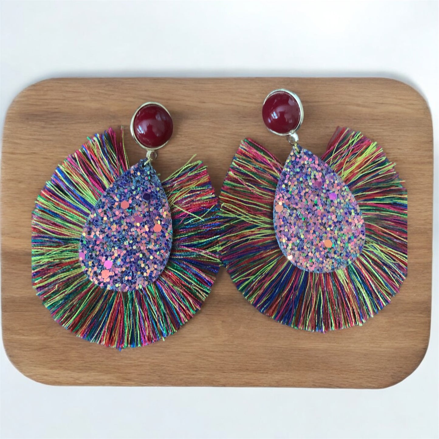 Radiant Glitter Tassel Women Feathered Styled Statement Fashion Earrings Accessory