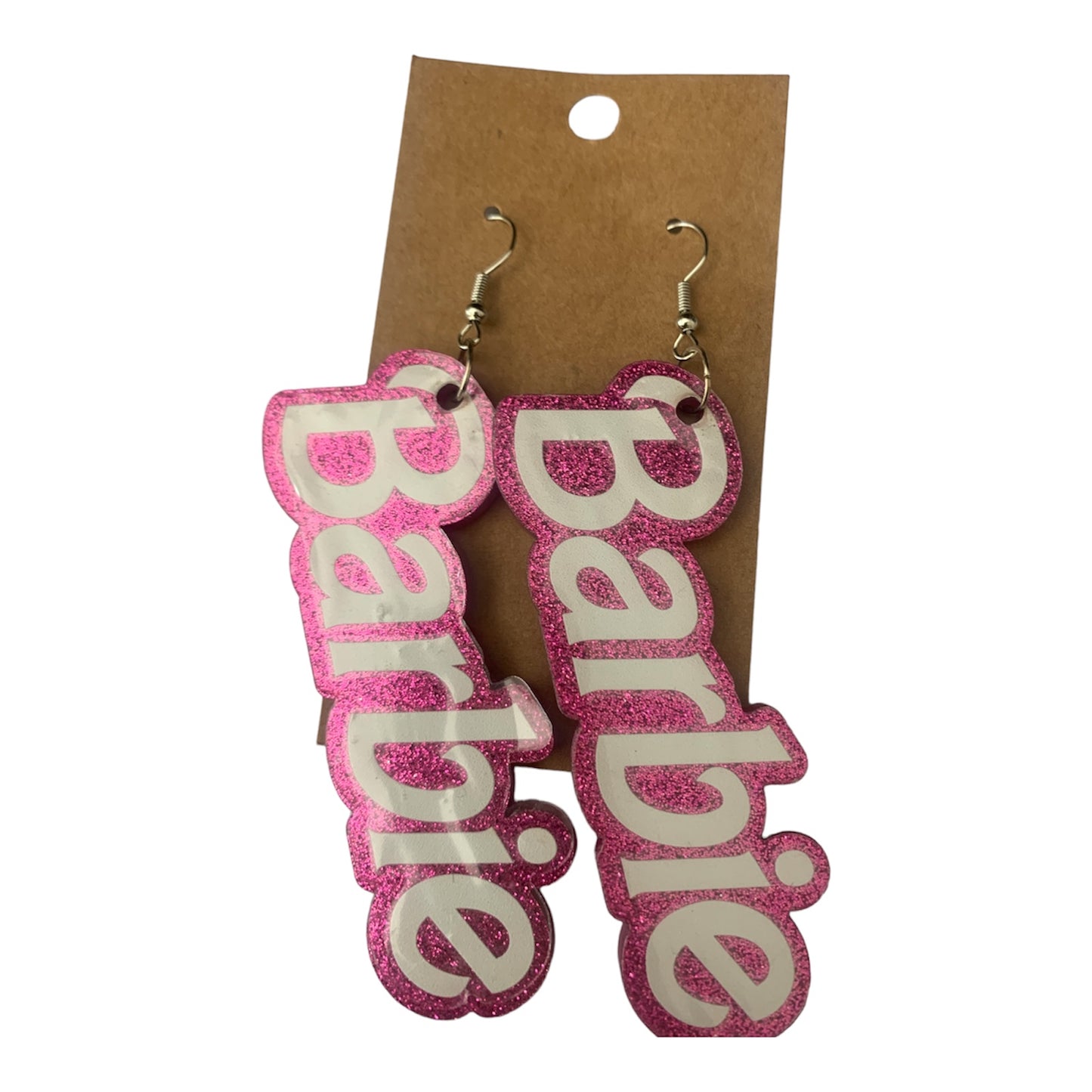 It’s Barbie Pink Glittery Bling Earrings Jewelry Accessories for Girls