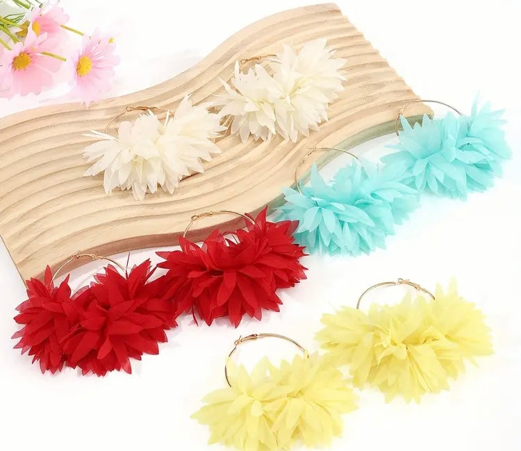 Cute Island Girl Styled Fashion Flower Hoop Earrings for Ladies Accessories