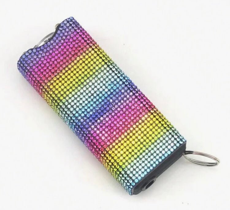 Powerful Cute Bling’d Out Glam Taser Safety Self-Defense Rhinestone w Flashlight Tactical Multi-Function Chargeable Keychain for Protection Accessories