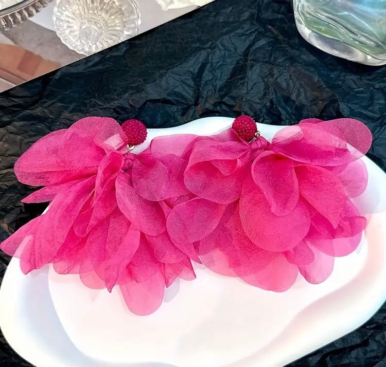 Elegant Classic Bohemia Style Ear Jewelry Romantic Colorful Fabric Flower Accessories for Women Trendy Jewelry Exquisite Earrings