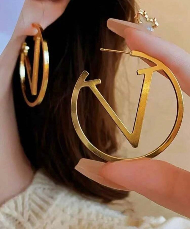 Hoop Styled Letter Designed Fashion In Style Earrings